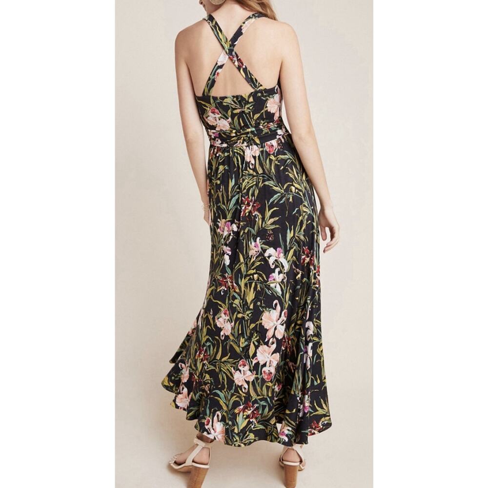 Maeve Anthropologie Gabriela Ruffled Wrap Maxi Dress Floral Print Dress Small - Picture 2 of 16